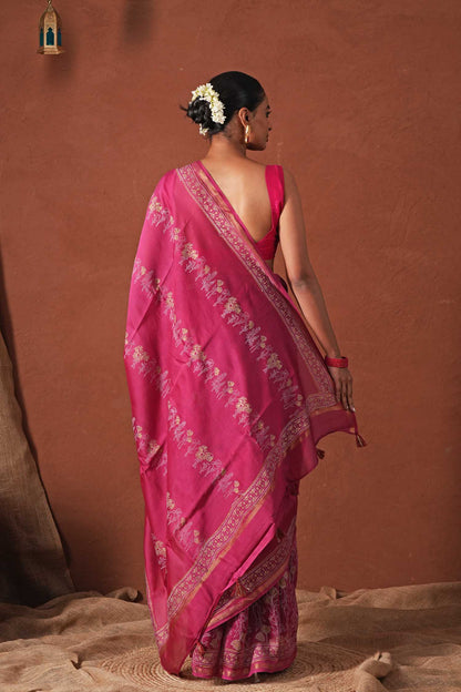 GOLDEN DAWN- PRINTED COTTON SILK SAREE