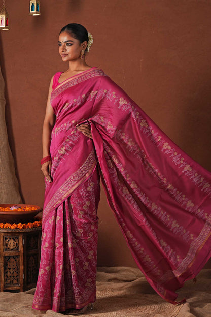 GOLDEN DAWN- PRINTED COTTON SILK SAREE