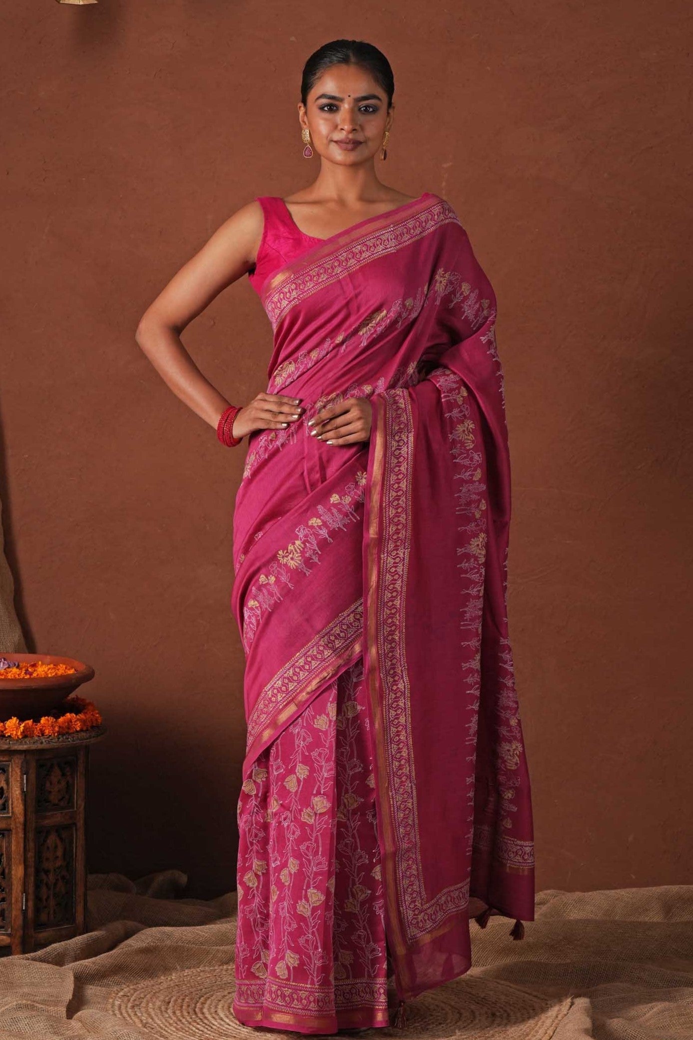 GOLDEN DAWN- PRINTED COTTON SILK SAREE