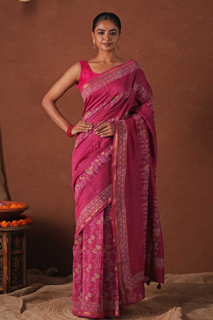 GOLDEN DAWN- PRINTED COTTON SILK SAREE
