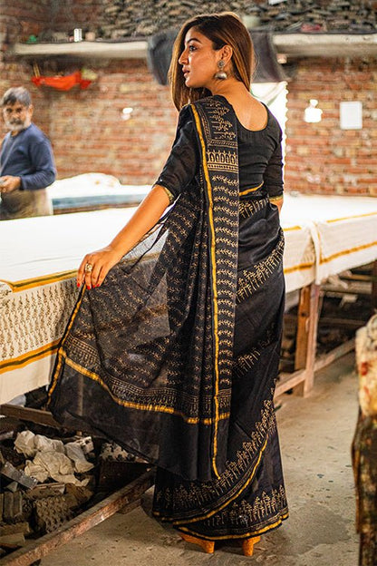 BINGO PRINTED COTTON SILK SAREE