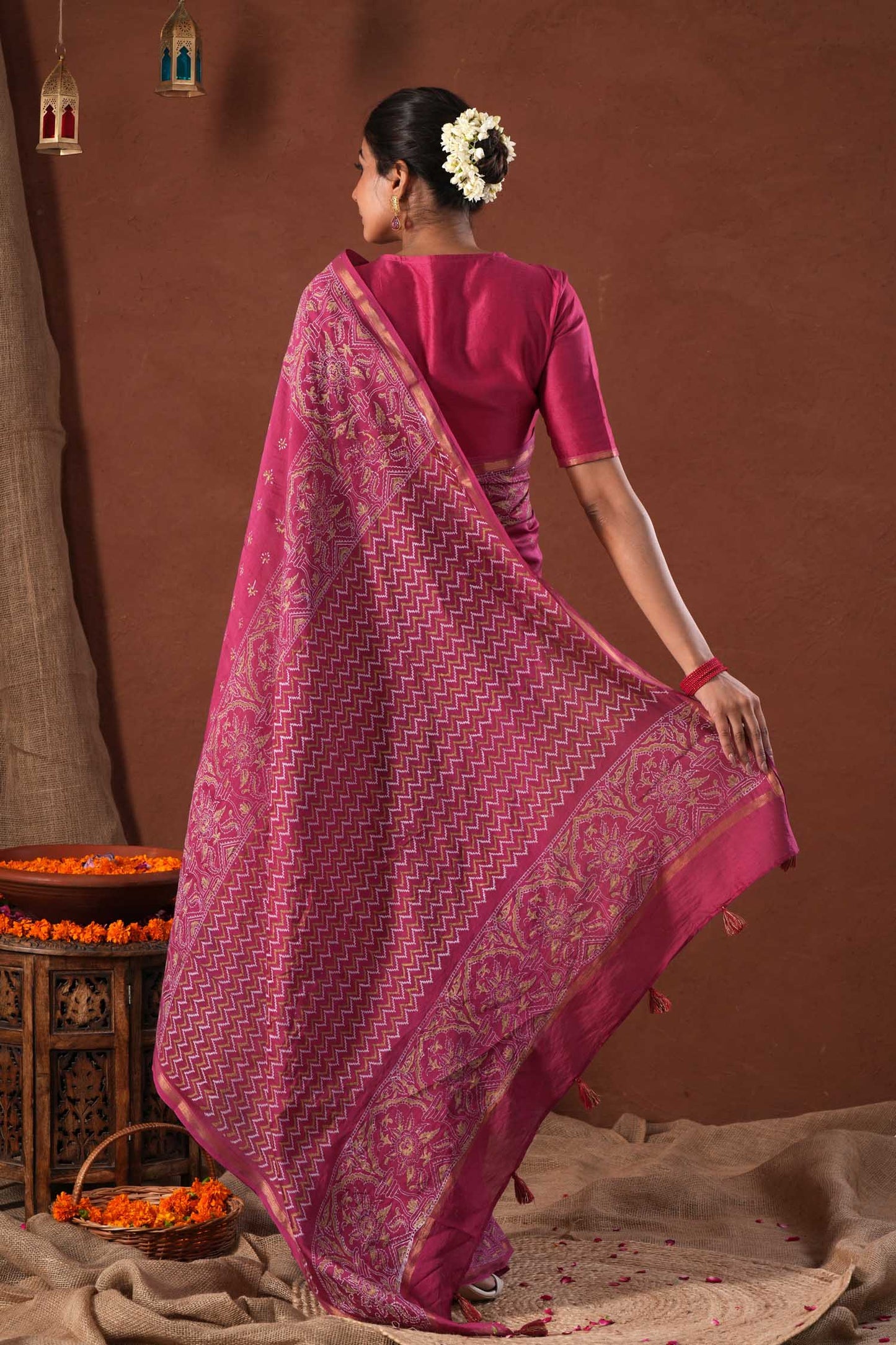 GOLDEN OCEAN- PRINTED COTTON SILK SAREE