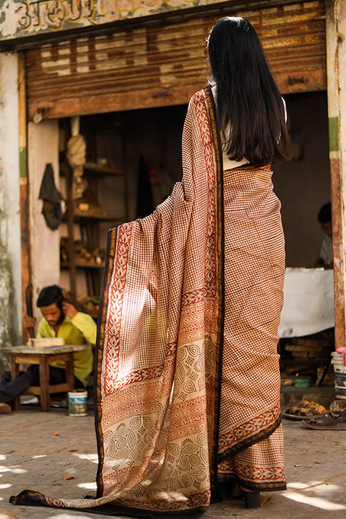 "MYSTIC" BAGRU PRINT COTTON SILK SAREE