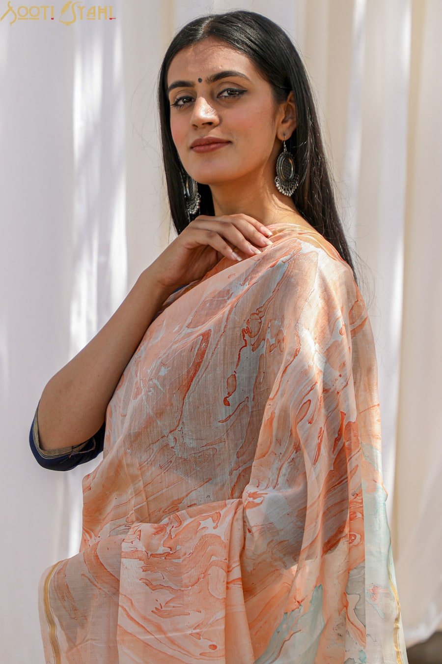 "REJUVENATION" MARBLE PRINT COTTON SILK SAREE
