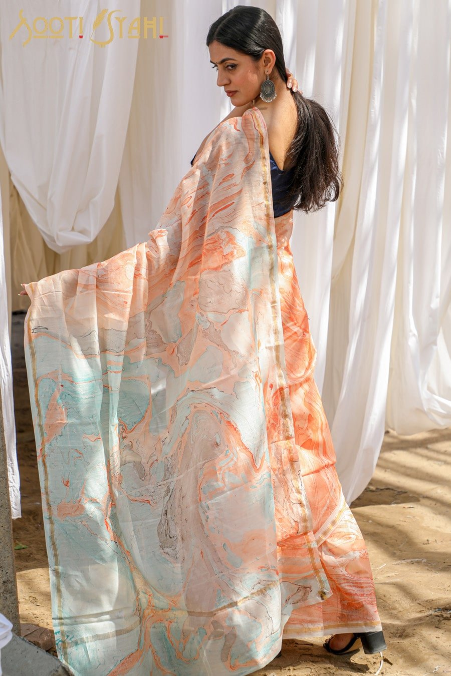 "REJUVENATION" MARBLE PRINT COTTON SILK SAREE
