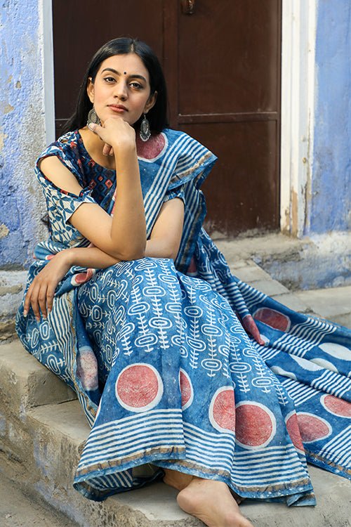 "RESISTANCE" INDIGO PRINT COTTON SILK