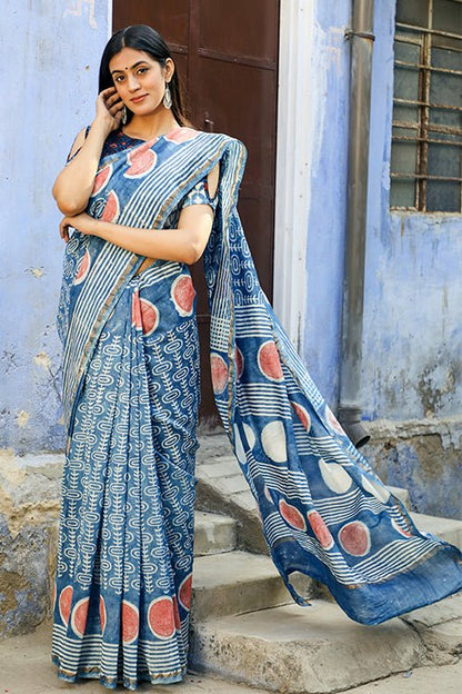 "RESISTANCE" INDIGO PRINT COTTON SILK