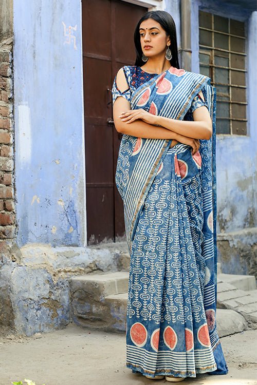 "RESISTANCE" INDIGO PRINT COTTON SILK