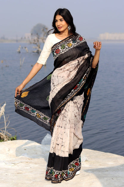 "SALT & PEPPER" BATIK COTTON SILK SAREE