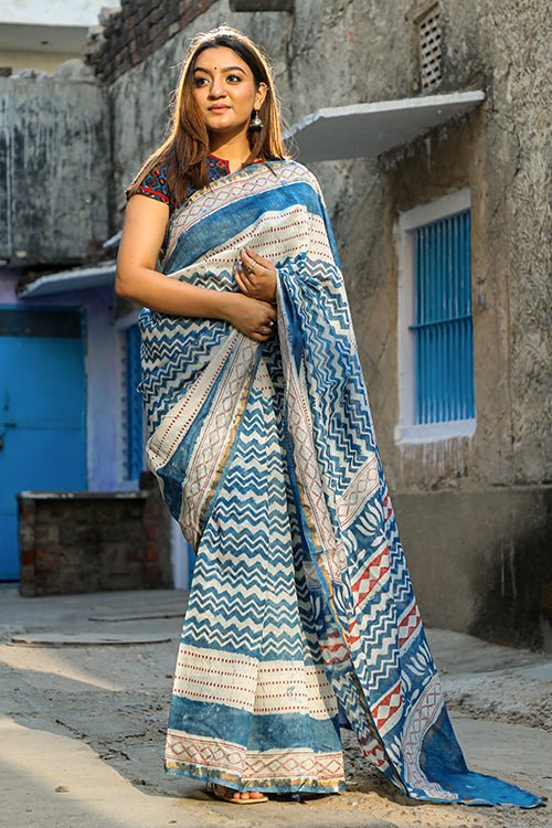 "TORRENT" INDIGO PRINT COTTON SILK