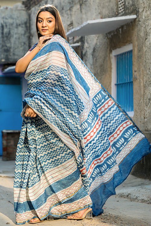 "TORRENT" INDIGO PRINT COTTON SILK