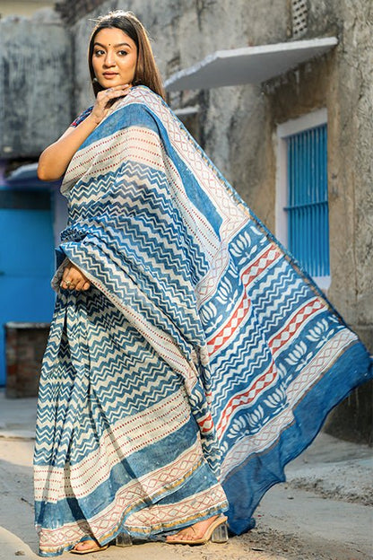 "TORRENT" INDIGO PRINT COTTON SILK