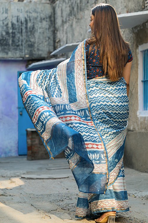 "TORRENT" INDIGO PRINT COTTON SILK