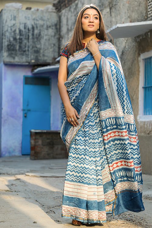 "TORRENT" INDIGO PRINT COTTON SILK